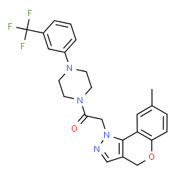 ChemSpider 2D Image | 2-(8-Methylchromeno[4,3-c]pyrazol-1(4H)-yl)-1-{4-[3-(trifluoromethyl)phenyl]-1-piperazinyl}ethanone | C24H23F3N4O2