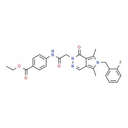 ChemSpider 2D Image | Ethyl 4-({[6-(2-fluorobenzyl)-5,7-dimethyl-1-oxo-1,6-dihydro-2H-pyrrolo[3,4-d]pyridazin-2-yl]acetyl}amino)benzoate | C26H25FN4O4