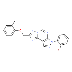 ChemSpider 2D Image | 7-(2-Bromophenyl)-2-[(2-methylphenoxy)methyl]-7H-pyrazolo[4,3-e][1,2,4]triazolo[1,5-c]pyrimidine | C20H15BrN6O
