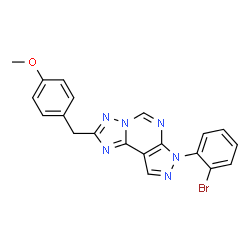 ChemSpider 2D Image | 7-(2-Bromophenyl)-2-(4-methoxybenzyl)-7H-pyrazolo[4,3-e][1,2,4]triazolo[1,5-c]pyrimidine | C20H15BrN6O