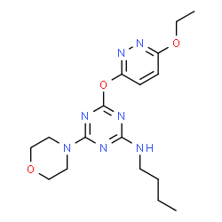 ChemSpider 2D Image | N-Butyl-4-[(6-ethoxy-3-pyridazinyl)oxy]-6-(4-morpholinyl)-1,3,5-triazin-2-amine | C17H25N7O3