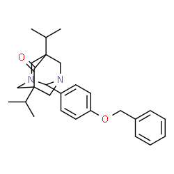 ChemSpider 2D Image | 2-[4-(Benzyloxy)phenyl]-5,7-diisopropyl-1,3-diazatricyclo[3.3.1.1~3,7~]decan-6-one | C27H34N2O2