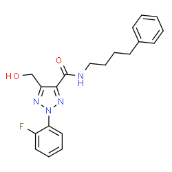 ChemSpider 2D Image | 2-(2-Fluorophenyl)-5-(hydroxymethyl)-N-(4-phenylbutyl)-2H-1,2,3-triazole-4-carboxamide | C20H21FN4O2