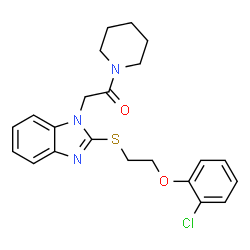 ChemSpider 2D Image | 2-(2-{[2-(2-Chlorophenoxy)ethyl]sulfanyl}-1H-benzimidazol-1-yl)-1-(1-piperidinyl)ethanone | C22H24ClN3O2S