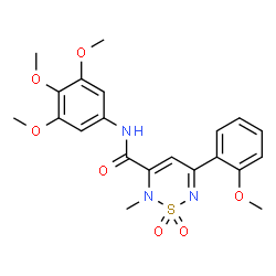 ChemSpider 2D Image | 5-(2-Methoxyphenyl)-2-methyl-N-(3,4,5-trimethoxyphenyl)-2H-1,2,6-thiadiazine-3-carboxamide 1,1-dioxide | C21H23N3O7S