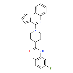 ChemSpider 2D Image | N-(2,5-Difluorophenyl)-1-(pyrrolo[1,2-a]quinoxalin-4-yl)-4-piperidinecarboxamide | C23H20F2N4O