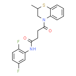 ChemSpider 2D Image | N-(2,5-Difluorophenyl)-4-(2-methyl-2,3-dihydro-4H-1,4-benzothiazin-4-yl)-4-oxobutanamide | C19H18F2N2O2S