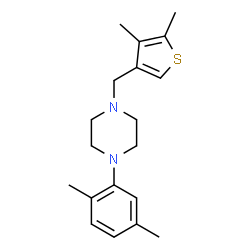 ChemSpider 2D Image | 1-(2,5-Dimethylphenyl)-4-[(4,5-dimethyl-3-thienyl)methyl]piperazine | C19H26N2S