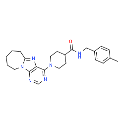 ChemSpider 2D Image | N-(4-Methylbenzyl)-1-(7,8,9,10-tetrahydro-6H-azepino[1,2-e]purin-4-yl)-4-piperidinecarboxamide | C24H30N6O