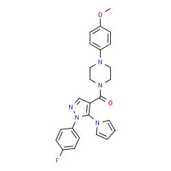 ChemSpider 2D Image | [1-(4-Fluorophenyl)-5-(1H-pyrrol-1-yl)-1H-pyrazol-4-yl][4-(4-methoxyphenyl)-1-piperazinyl]methanone | C25H24FN5O2