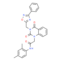 ChemSpider 2D Image | N-(2,4-Dimethylphenyl)-2-{2,4-dioxo-3-[(3-phenyl-1,2,4-oxadiazol-5-yl)methyl]-3,4-dihydro-1(2H)-quinazolinyl}acetamide | C27H23N5O4