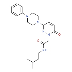 ChemSpider 2D Image | N-(3-Methylbutyl)-2-[6-oxo-3-(4-phenyl-1-piperazinyl)-1(6H)-pyridazinyl]acetamide | C21H29N5O2