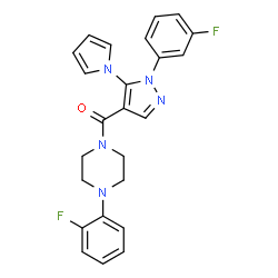 ChemSpider 2D Image | [4-(2-Fluorophenyl)-1-piperazinyl][1-(3-fluorophenyl)-5-(1H-pyrrol-1-yl)-1H-pyrazol-4-yl]methanone | C24H21F2N5O