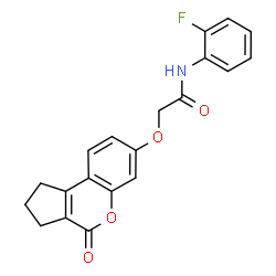 ChemSpider 2D Image | N-(2-Fluorophenyl)-2-[(4-oxo-1,2,3,4-tetrahydrocyclopenta[c]chromen-7-yl)oxy]acetamide | C20H16FNO4