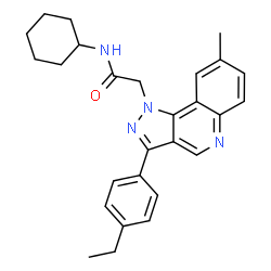 ChemSpider 2D Image | N-Cyclohexyl-2-[3-(4-ethylphenyl)-8-methyl-1H-pyrazolo[4,3-c]quinolin-1-yl]acetamide | C27H30N4O