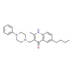 ChemSpider 2D Image | 6-Butyl-2-methyl-3-[(4-phenylpiperazin-1-yl)methyl]quinolin-4-ol | C25H31N3O