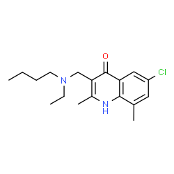 ChemSpider 2D Image | 3-{[Butyl(ethyl)amino]methyl}-6-chloro-2,8-dimethylquinolin-4-ol | C18H25ClN2O