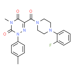 ChemSpider 2D Image | 6-{[4-(2-Fluorophenyl)-1-piperazinyl]carbonyl}-4-methyl-2-(4-methylphenyl)-1,2,4-triazine-3,5(2H,4H)-dione | C22H22FN5O3