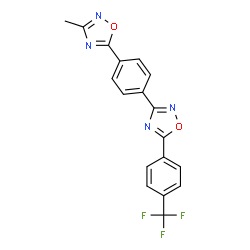 ChemSpider 2D Image | 3-Methyl-5-(4-{5-[4-(trifluoromethyl)phenyl]-1,2,4-oxadiazol-3-yl}phenyl)-1,2,4-oxadiazole | C18H11F3N4O2