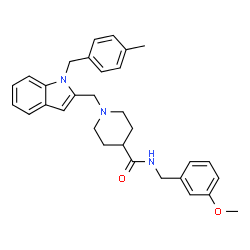 ChemSpider 2D Image | N-(3-Methoxybenzyl)-1-{[1-(4-methylbenzyl)-1H-indol-2-yl]methyl}-4-piperidinecarboxamide | C31H35N3O2
