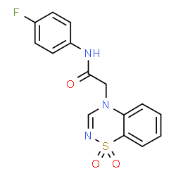 ChemSpider 2D Image | 2-(1,1-Dioxido-4H-1,2,4-benzothiadiazin-4-yl)-N-(4-fluorophenyl)acetamide | C15H12FN3O3S