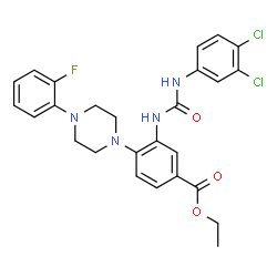 ChemSpider 2D Image | Ethyl 3-{[(3,4-dichlorophenyl)carbamoyl]amino}-4-[4-(2-fluorophenyl)-1-piperazinyl]benzoate | C26H25Cl2FN4O3
