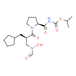 ChemSpider 2D Image | 1-[(2R)-3-Cyclopentyl-2-{[formyl(hydroxy)amino]methyl}propanoyl]-N-(isopropoxycarbonyl)-L-prolinamide | C19H31N3O6