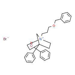 ChemSpider 2D Image | 1-[3-(Benzyloxy)propyl]-4-[hydroxy(diphenyl)methyl]-1-azoniabicyclo[2.2.1]heptane bromide | C29H34BrNO2