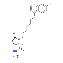 ChemSpider 2D Image | 1-{6-[(7-Chloro-4-quinolinyl)amino]hexyl}-2-methyl-N-(2-methyl-2-propanyl)-5-oxoprolinamide | C25H35ClN4O2