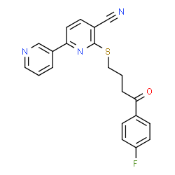 ChemSpider 2D Image | 6-{[4-(4-Fluorophenyl)-4-oxobutyl]sulfanyl}-2,3'-bipyridine-5-carbonitrile | C21H16FN3OS