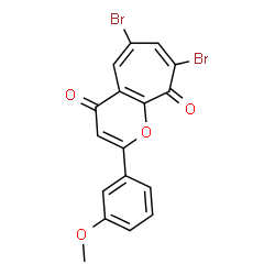 ChemSpider 2D Image | 6,8-Dibromo-2-(3-methoxyphenyl)cyclohepta[b]pyran-4,9-dione | C17H10Br2O4