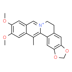 ChemSpider 2D Image | 10,11-Dimethoxy-13-methyl-5,6-dihydro[1,3]dioxolo[4,5-g]isoquinolino[3,2-a]isoquinolin-7-ium | C21H20NO4