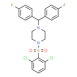 ChemSpider 2D Image | 1-[Bis(4-fluorophenyl)methyl]-4-[(2,6-dichlorophenyl)sulfonyl]piperazine | C23H20Cl2F2N2O2S
