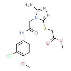 ChemSpider 2D Image | Methyl [(5-amino-4-{2-[(3-chloro-4-methoxyphenyl)amino]-2-oxoethyl}-4H-1,2,4-triazol-3-yl)sulfanyl]acetate | C14H16ClN5O4S