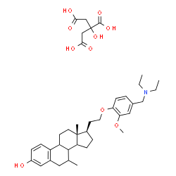 ChemSpider 2D Image | (8xi,9xi,14xi)-21-{4-[(Diethylamino)methyl]-2-methoxyphenoxy}-7-methyl-19-norpregna-1,3,5(10)-trien-3-ol 2-hydroxy-1,2,3-propanetricarboxylate (1:1) | C39H55NO10