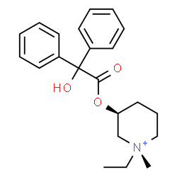 ChemSpider 2D Image | (1S,3S)-1-Ethyl-3-[2-hydroxy(diphenyl)acetoxy]-1-methylpiperidinium | C22H28NO3