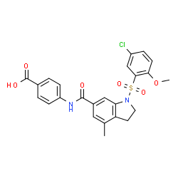 ChemSpider 2D Image | 4-[({1-[(5-Chloro-2-methoxyphenyl)sulfonyl]-4-methyl-2,3-dihydro-1H-indol-6-yl}carbonyl)amino]benzoic acid | C24H21ClN2O6S