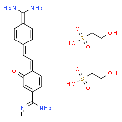 ChemSpider 2D Image | 2-Hydroxyethanesulfonic acid - (4Z)-4-{2-[4-(diaminomethylene)-2,5-cyclohexadien-1-ylidene]ethylidene}-3-oxo-1,5-cyclohexadiene-1-carboximidamide (2:1) | C20H28N4O9S2