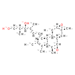 ChemSpider 2D Image | (2S,3R,4E,6E)-7-[(1aR,2R,3S,3aS,4aS,5aR,6aR,6bS)-2-[(2E)-(~13~C_4_)-2-Buten-2-yl]-1a,5a-bis[(~13~C)methyl](~13~C_10_)decahydrooxireno[5,6]naphtho[2,3-b]oxiren-3-yl]-2,4-bis[(~13~C)methyl](~13~C_7_)-4,
6-heptadiene-1,3-(~13~O_2_)diol | 13C25H38O213O2