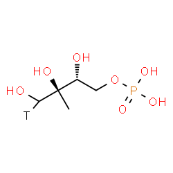 ChemSpider 2D Image | (2R,3R)-2,3,4-Trihydroxy-3-methyl(4-~3~H_1_)butyl dihydrogen phosphate | C5H12TO7P