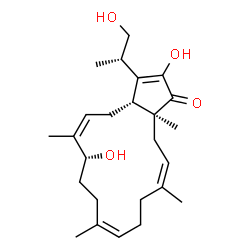 ChemSpider 2D Image | (3aR,5Z,7R,10Z,14Z,16aS)-2,7-Dihydroxy-3-[(2S)-1-hydroxy-2-propanyl]-6,10,14,16a-tetramethyl-4,7,8,9,12,13,16,16a-octahydrocyclopenta[15]annulen-1(3aH)-one | C25H38O4