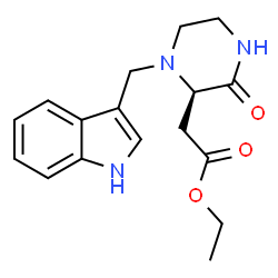 ChemSpider 2D Image | Ethyl [(2R)-1-(1H-indol-3-ylmethyl)-3-oxo-2-piperazinyl]acetate | C17H21N3O3