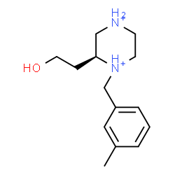 ChemSpider 2D Image | (2S)-2-(2-Hydroxyethyl)-1-(3-methylbenzyl)piperazinediium | C14H24N2O