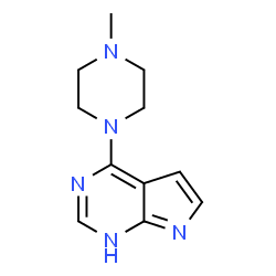 ChemSpider 2D Image | 4-(4-Methyl-1-piperazinyl)-1H-pyrrolo[2,3-d]pyrimidine | C11H15N5