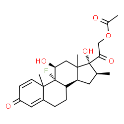 ChemSpider 2D Image | (8xi,10xi,11beta,13xi,16beta)-9-Fluoro-11,17-dihydroxy-16-methyl-3,20-dioxopregna-1,4-dien-21-yl acetate | C24H31FO6