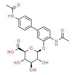 ChemSpider 2D Image | 4,4'-Diacetamido-3-biphenylyl beta-D-glucopyranosiduronic acid | C22H24N2O9