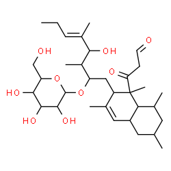 ChemSpider 2D Image | 1-Naphthalenepropanal, 1,2,4a,5,6,7,8,8a-octahydro-2-(2-(hexopyranosyloxy)-4-hydroxy-3,5-dimethyl-5-octenyl)-beta-oxo-1,3,6,8-tetramethyl- | C33H54O9