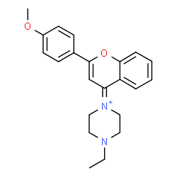 ChemSpider 2D Image | 4-(4-Ethylpiperazin-1-yl)-2-(4-methoxyphenyl)chromenium | C22H25N2O2