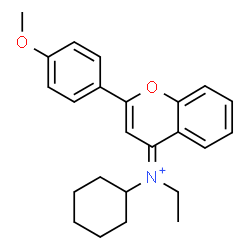 ChemSpider 2D Image | (4E)-N-Cyclohexyl-N-ethyl-2-(4-methoxyphenyl)-4H-chromen-4-iminium | C24H28NO2