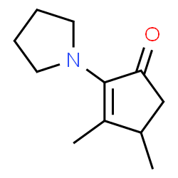 ChemSpider 2D Image | 3,4-Dimethyl-2-(1-pyrrolidinyl)-2-cyclopenten-1-one | C11H17NO